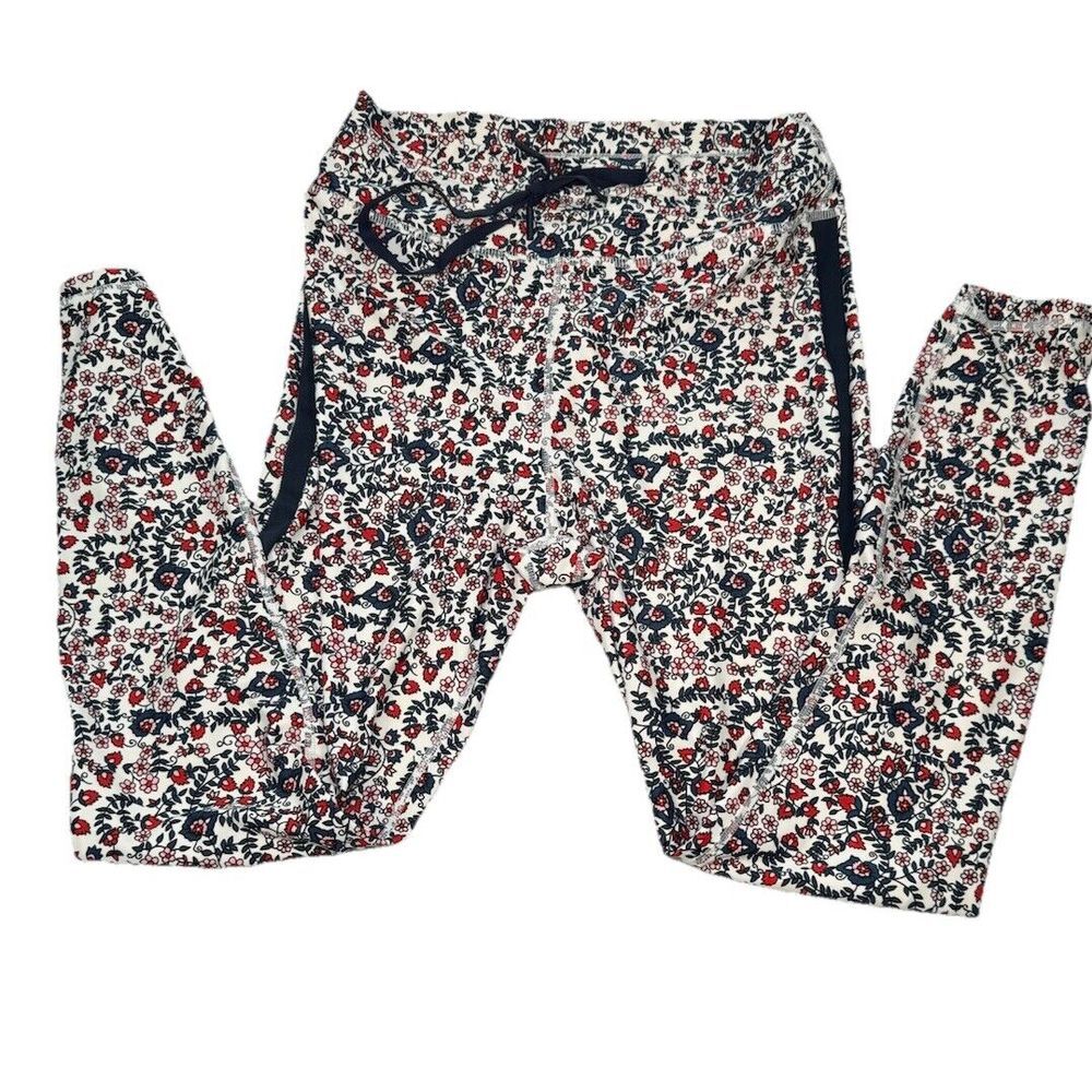 The Upside Leggings Womens Size 8 Navy Red Pink Floral Ankle Stretch‎ Gym Yoga